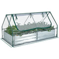 Jardinera elevada galvanizada de 6 x 3 x 3 pies con invernadero, color plateado