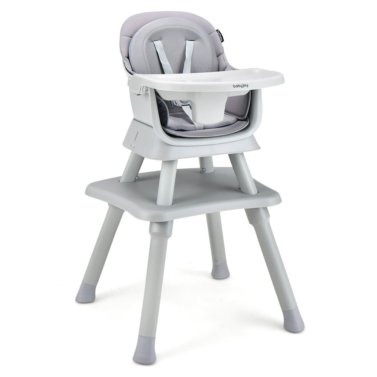 Chaise haute bébé évolutive 6-en-1 avec plateau réglable amovible - Gris