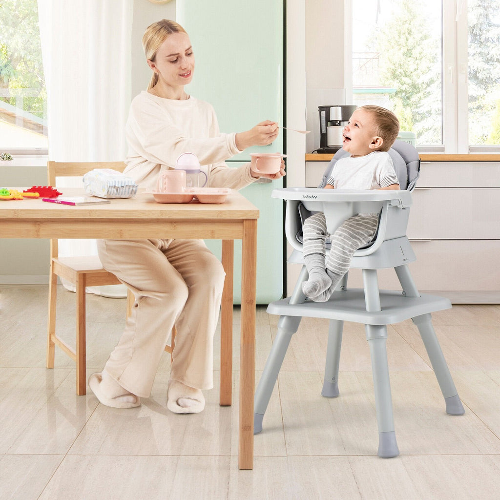 Chaise haute bébé évolutive 6-en-1 avec plateau réglable amovible - Gris