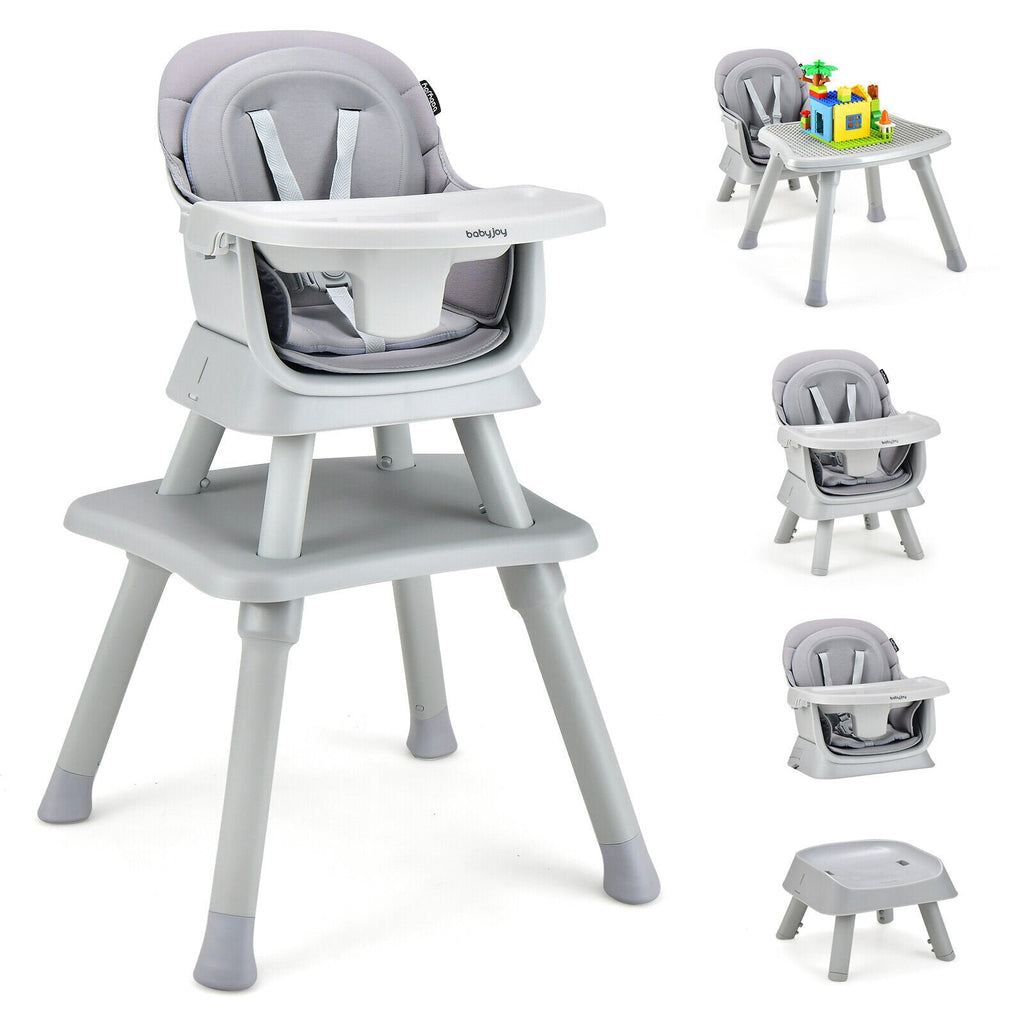 Chaise haute bébé évolutive 6-en-1 avec plateau réglable amovible - Gris