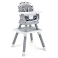 Chaise haute bébé convertible 6 en 1 avec plateau amovible et réglable - Gris et blanc