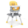 Chaise haute bébé convertible 6-en-1 avec plateau réglable et amovible - Jaune