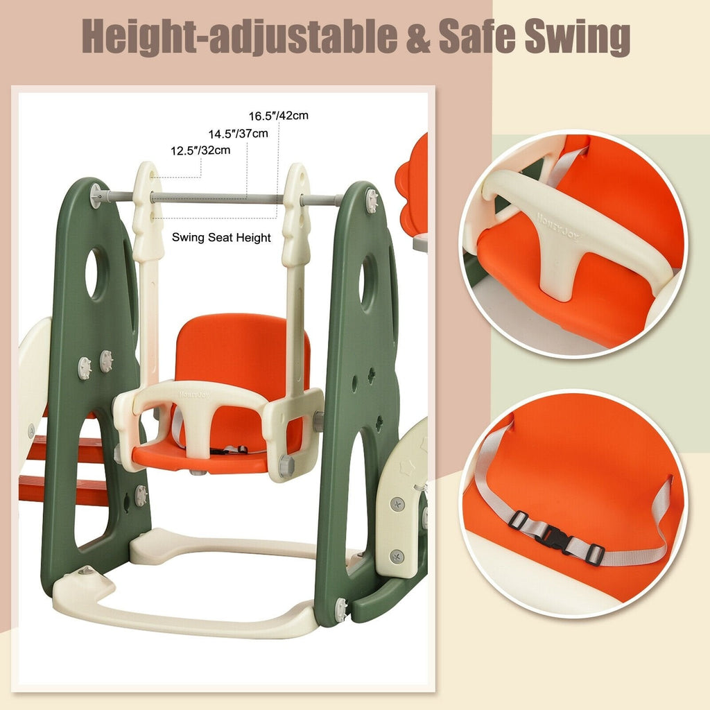 6-in-1 Kleinkind-Rutsche und Schaukelset mit Ballspielen – Orange