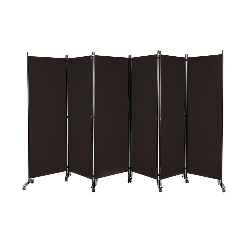 Séparateur de pièce à roulettes 6 panneaux 5,7 pieds de haut - Marron