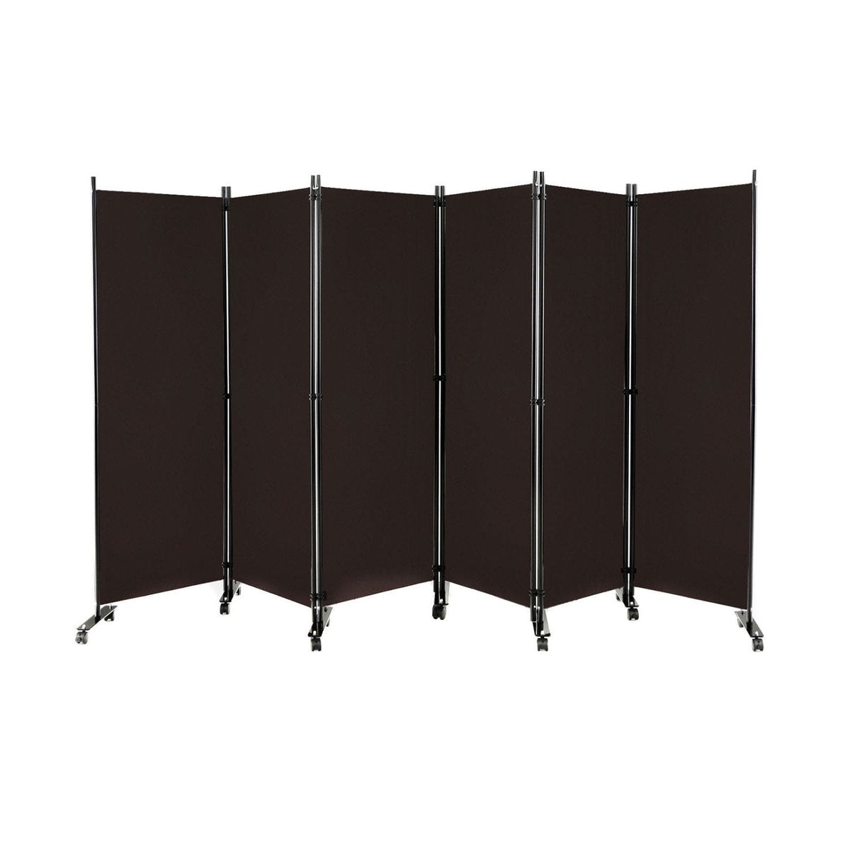 Séparateur de pièce à roulettes 6 panneaux 5,7 pieds de haut - Marron