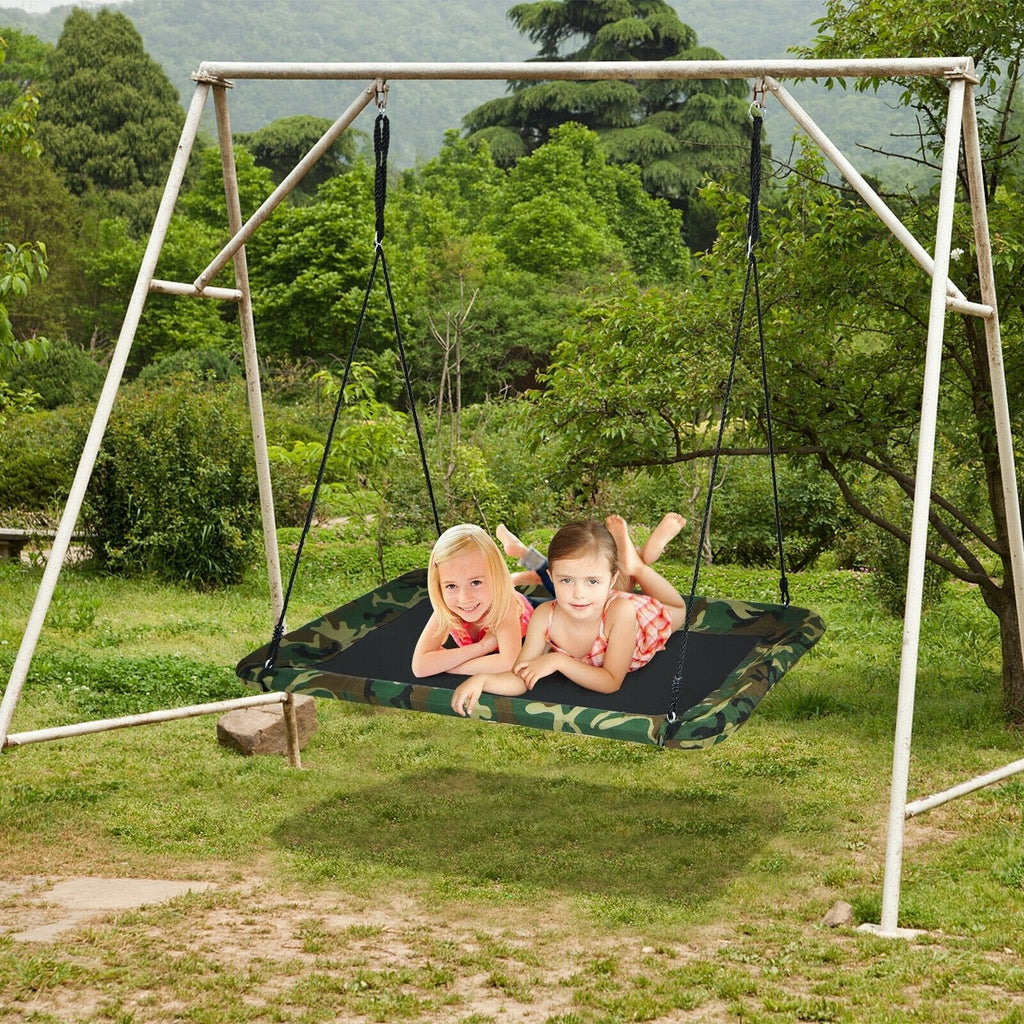 Columpio tipo plataforma para árbol de 60 pulgadas para exteriores con 2 correas para colgar - Camuflaje