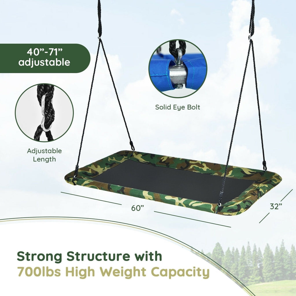 Columpio tipo plataforma para árbol de 60 pulgadas para exteriores con 2 correas para colgar - Camuflaje