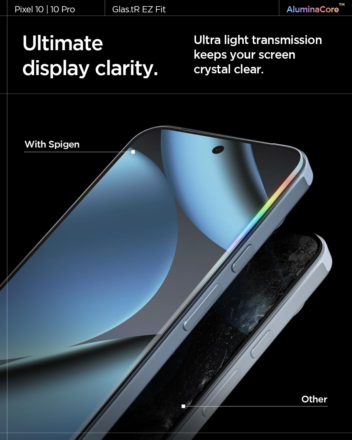 Spigen AluminaCore 強化ガラスフィルム [GlasTR EZ FIT] Pixel 10 Pro / Pixel 10 / Pixel 9 Pro / Pixel 9 対応 [2枚入り] アルミ強化 耐久性・耐衝撃性 🍁 All In One Marketplace Canada