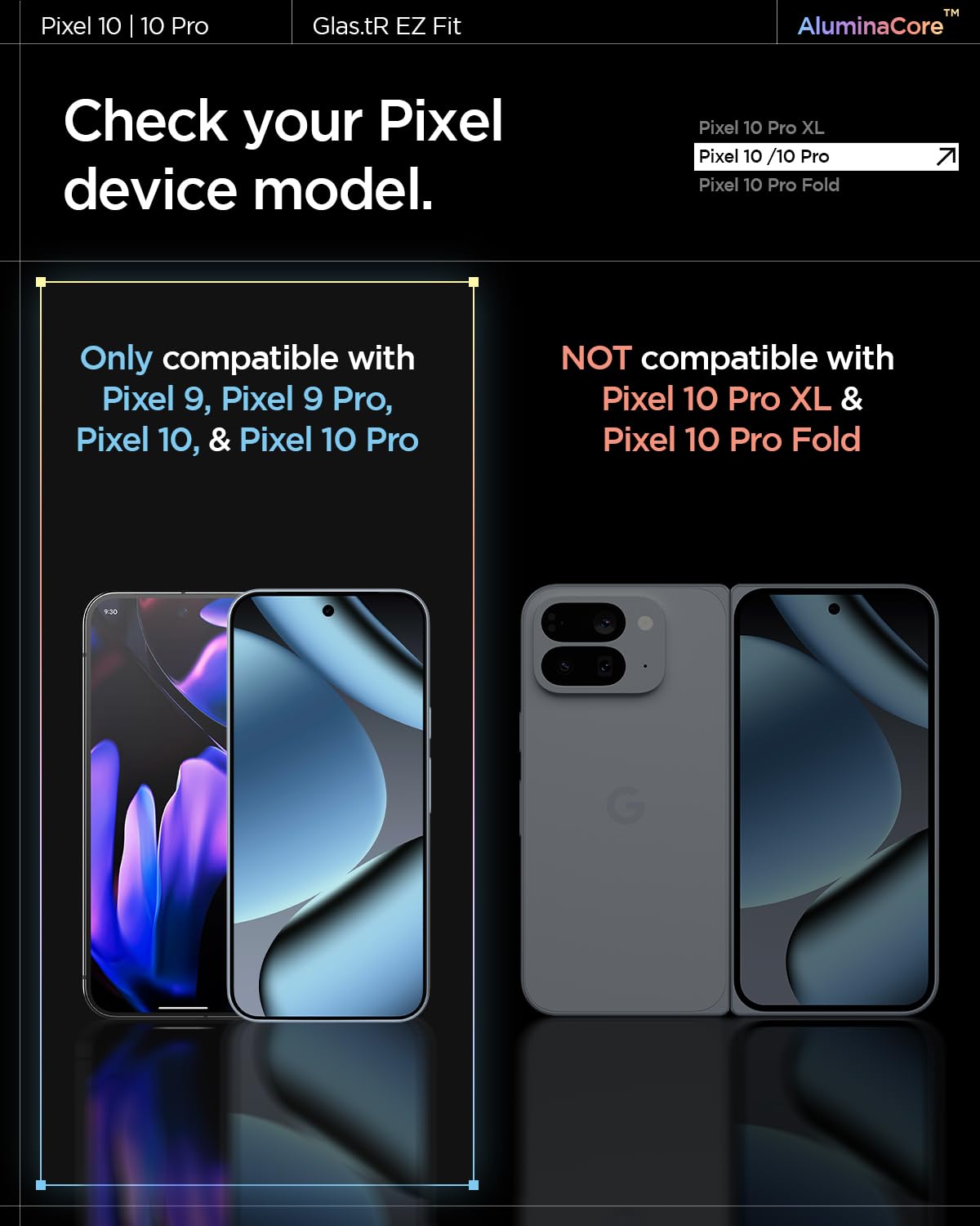 Spigen AluminaCore 強化ガラスフィルム [GlasTR EZ FIT] Pixel 10 Pro / Pixel 10 / Pixel 9 Pro / Pixel 9 対応 [2枚入り] アルミ強化 耐久性・耐衝撃性 🍁 All In One Marketplace Canada