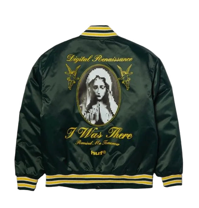 Chaqueta de béisbol HUF 'Digital Renaissance' - Verde bosque