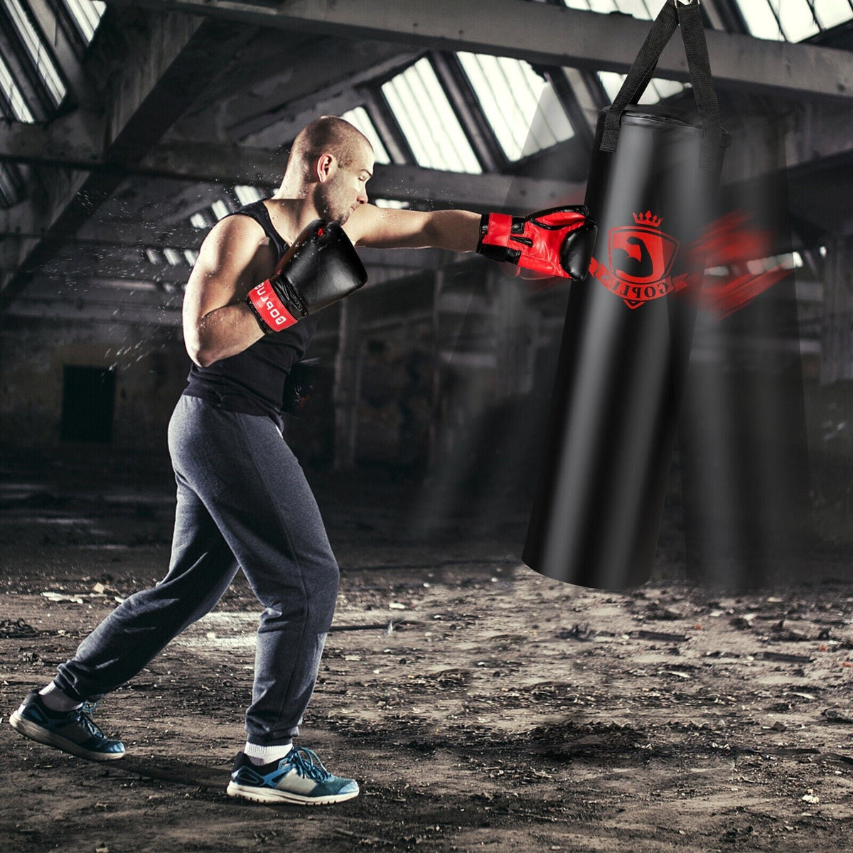 Kit de sac de frappe rempli avec gants de boxe - 28,6 kg