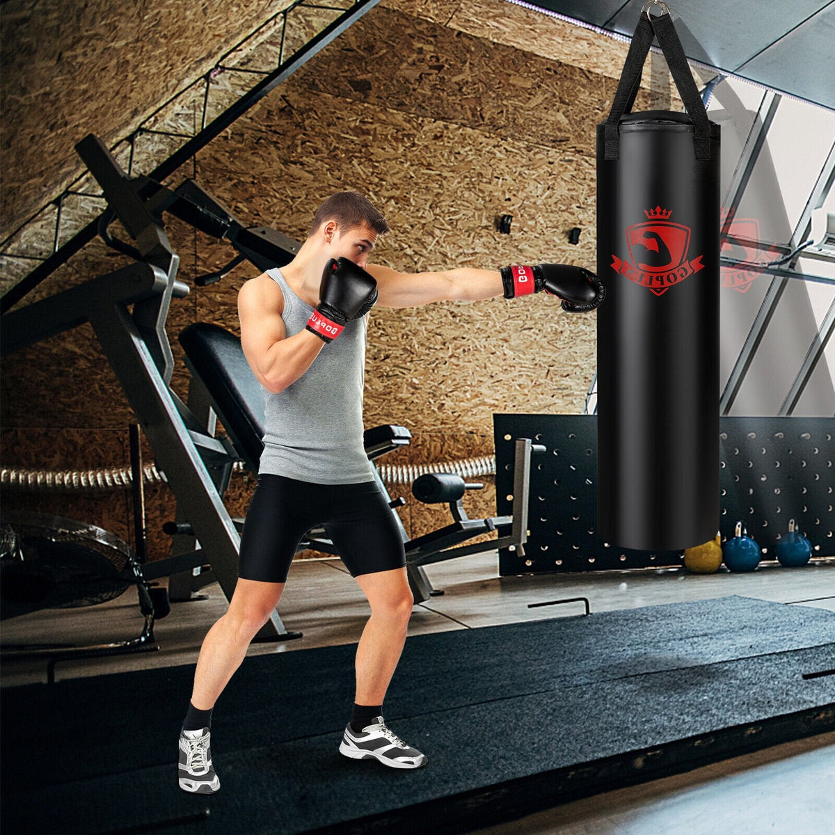 Kit de sac de frappe rempli avec gants de boxe - 28,6 kg