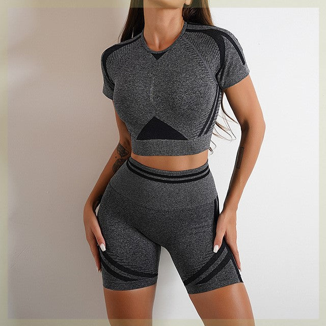 Nahtloses Sport-Set für Damen – Workout-Outfit mit Booty-Yoga-Hose