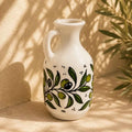 Ceramic Olive Oil Dispenser / Oil Jug – Zatoun, Colorful & Blue Floral - 6 × 5 in