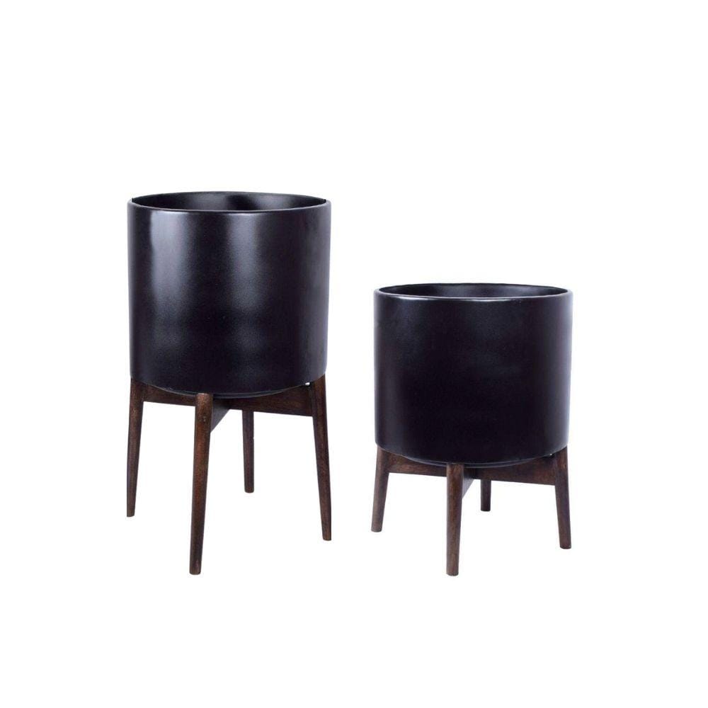 Ceza - Brass Modern Plant Stand With Black Planter