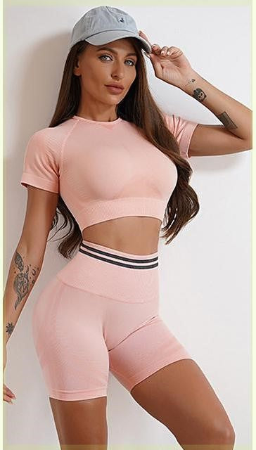 Nahtloses Sport-Set für Damen – Workout-Outfit mit Booty-Yoga-Hose