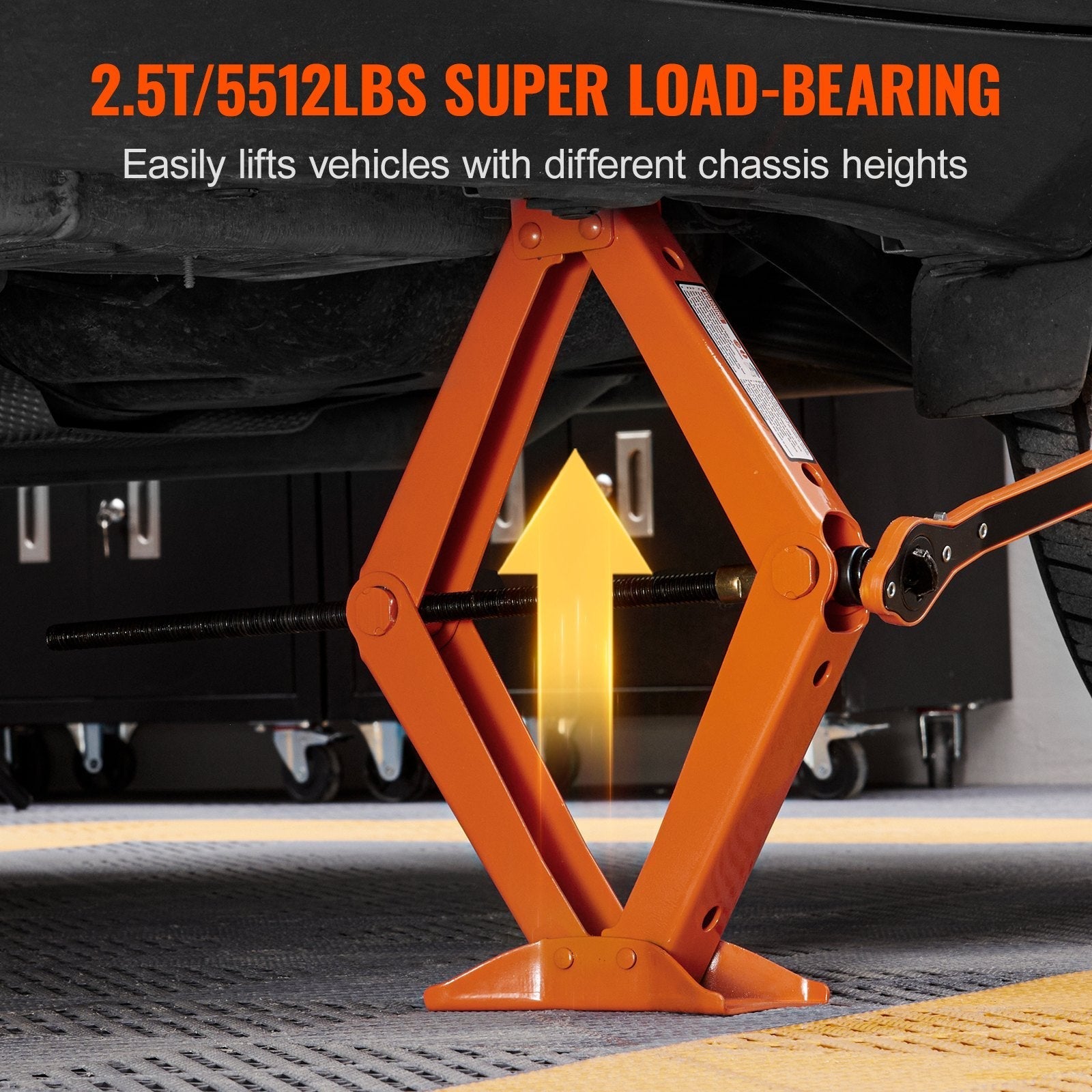 VEVOR Scissor Jack, 2.5 Ton 5512 Lbs Scissor Car Jack,  Lifting Range Green Sir Loin