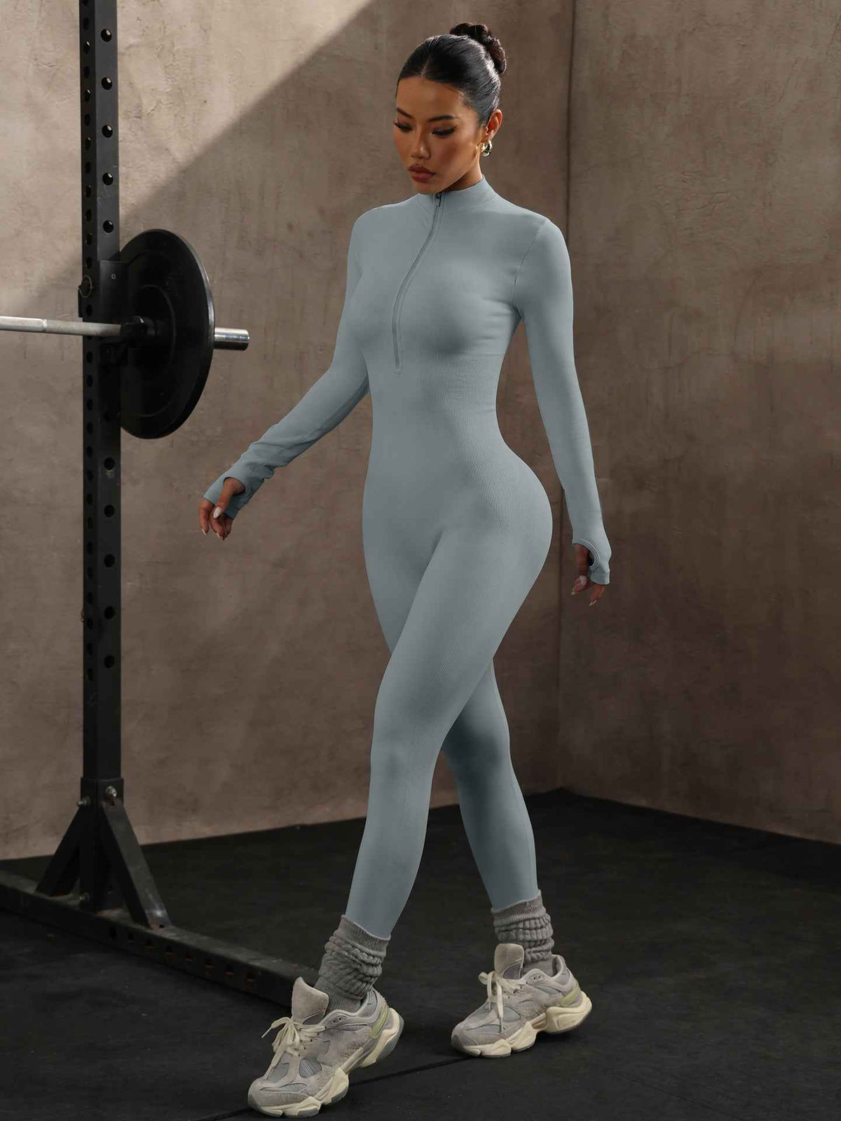 Nahtloser Langarm-Yoga-Body für Damen – Eng anliegender einteiliger Trainingsanzug