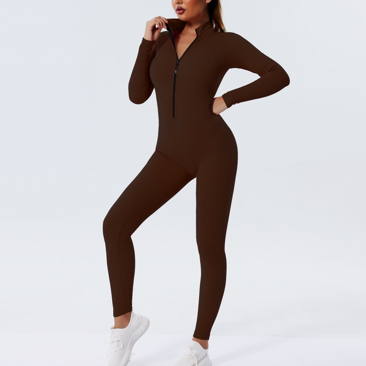 Nahtloser Yoga-Body für Damen mit Reißverschluss – Funktions-Sport- und Fitnessbekleidung