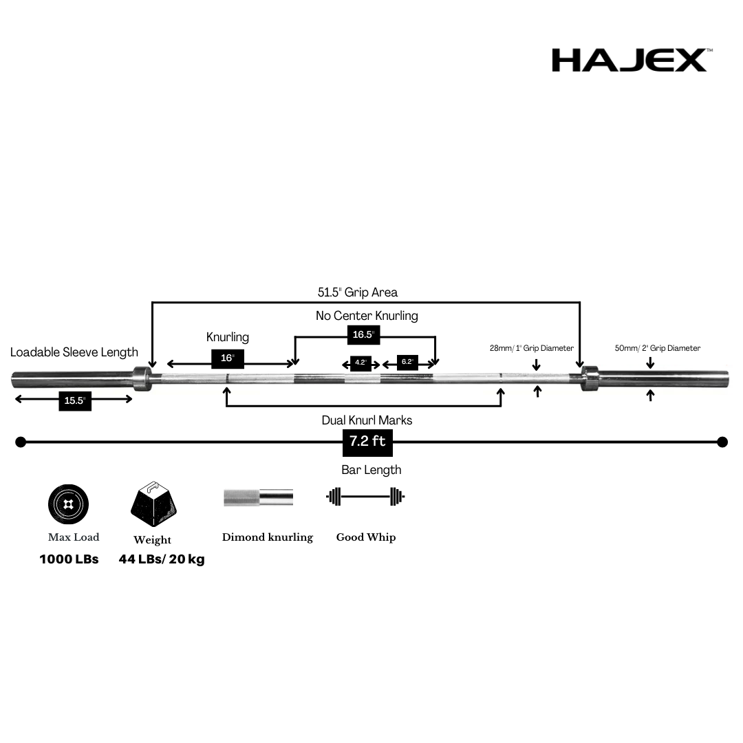 HAJEX オリンピック・スタンダードバーベル（4フィート、5フィート、6フィート、7フィート）