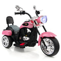 Motocicleta chopper infantil eléctrica de 6 V y 3 ruedas, con espejos retrovisores y pedal de freno, rosa