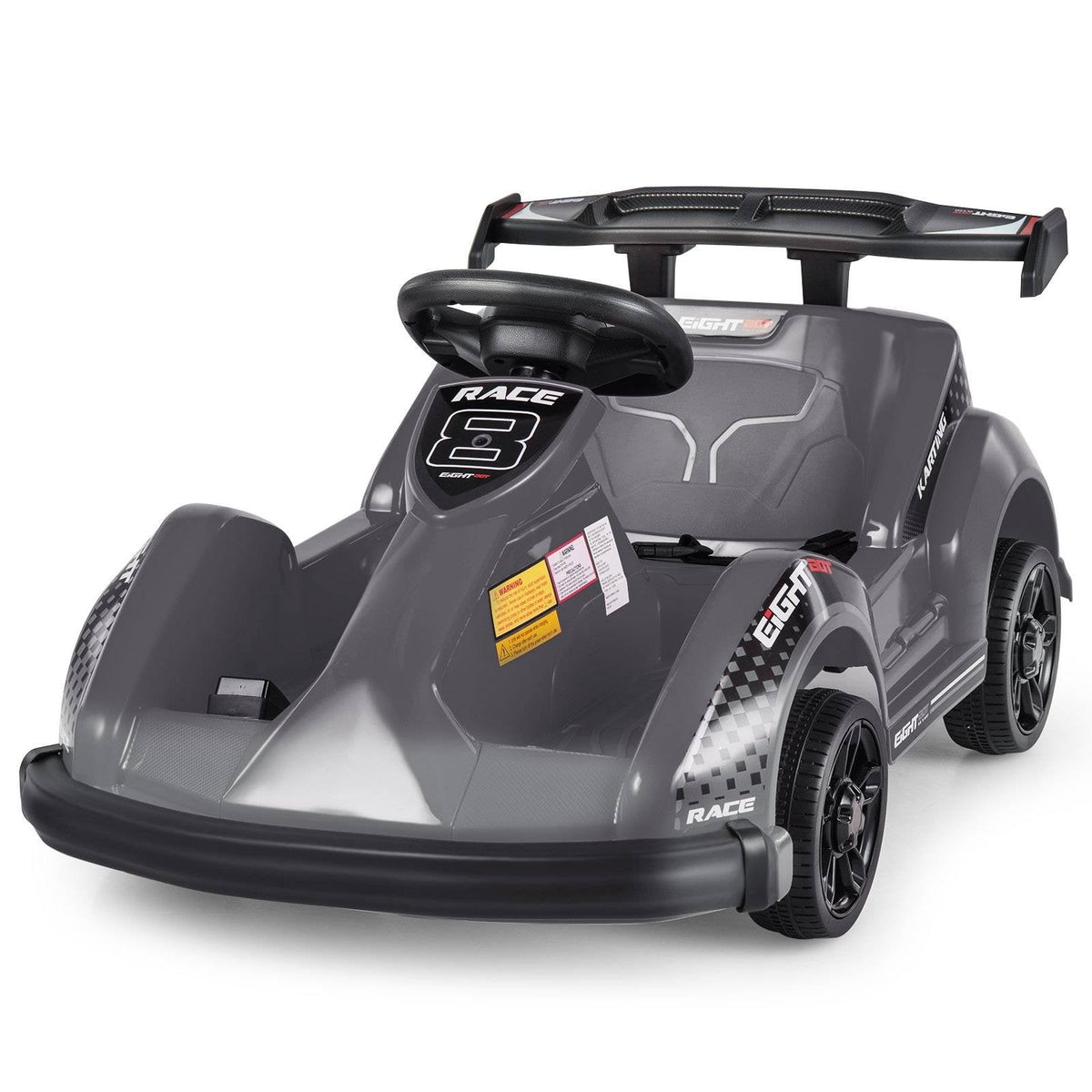 Go-Kart eléctrico de 6V para niños con control remoto para padres de 2.4G, cinturón de seguridad y parachoques blando, negro