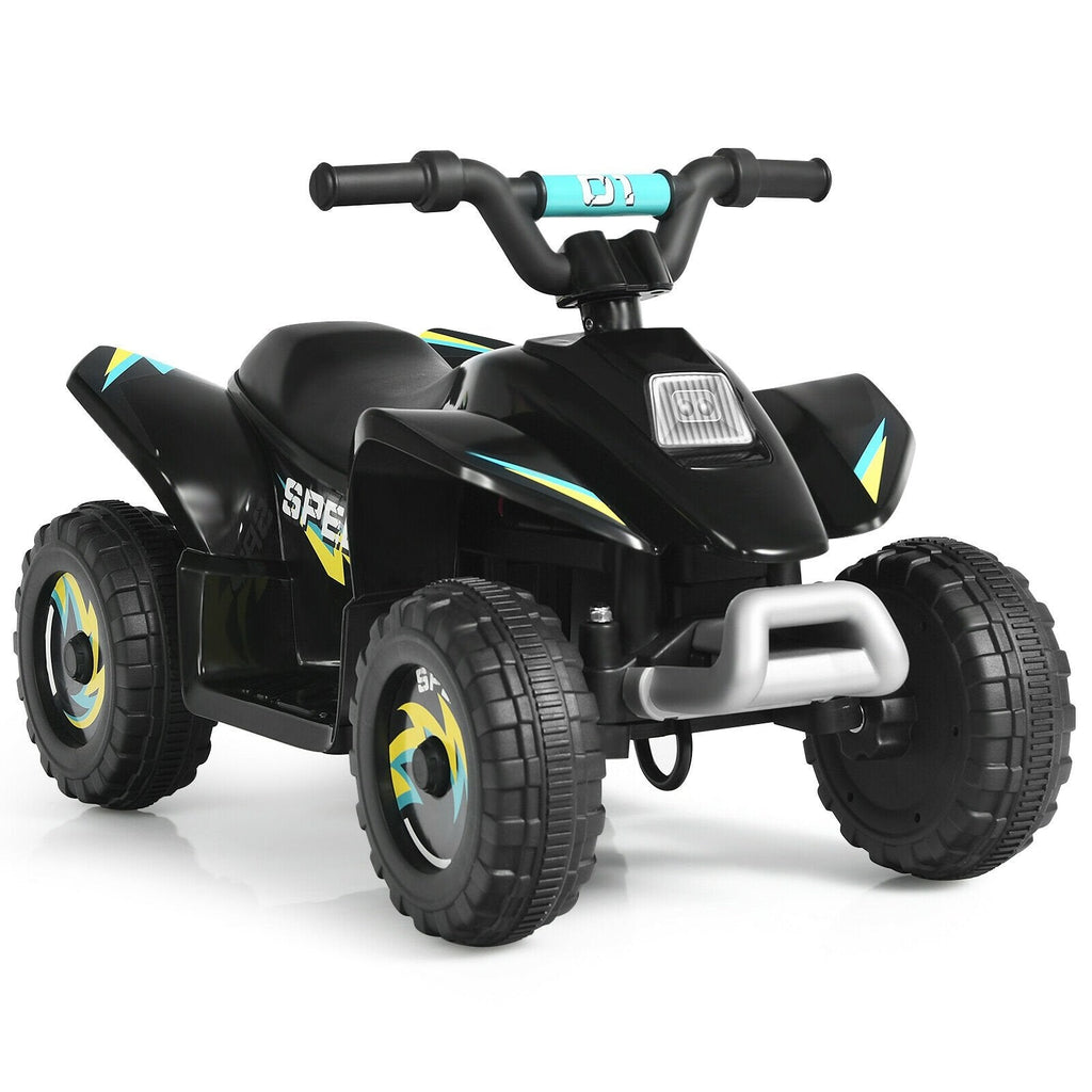 Cuatrimoto eléctrica infantil de 6 V con motor de 12 000 RPM y 45 minutos de autonomía, negra