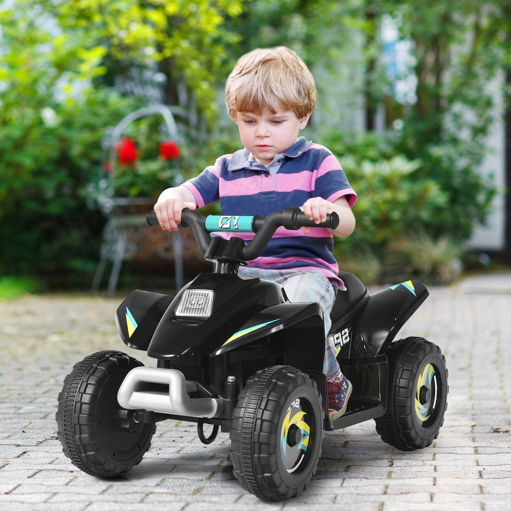 Cuatrimoto eléctrica infantil de 6 V con motor de 12 000 RPM y 45 minutos de autonomía, negra