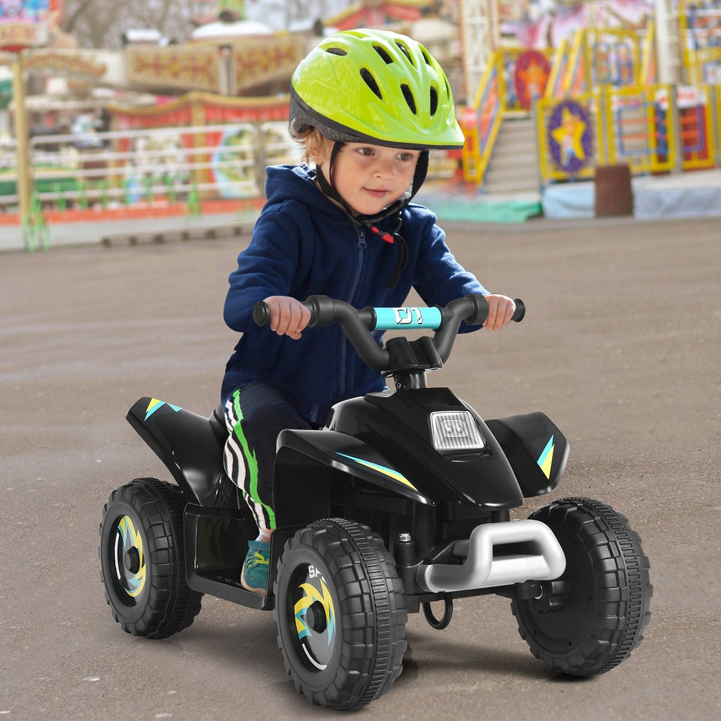 Cuatrimoto eléctrica infantil de 6 V con motor de 12 000 RPM y 45 minutos de autonomía, negra