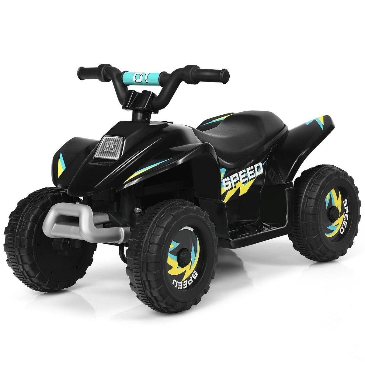 Cuatrimoto eléctrica infantil de 6 V con motor de 12 000 RPM y 45 minutos de autonomía, negra