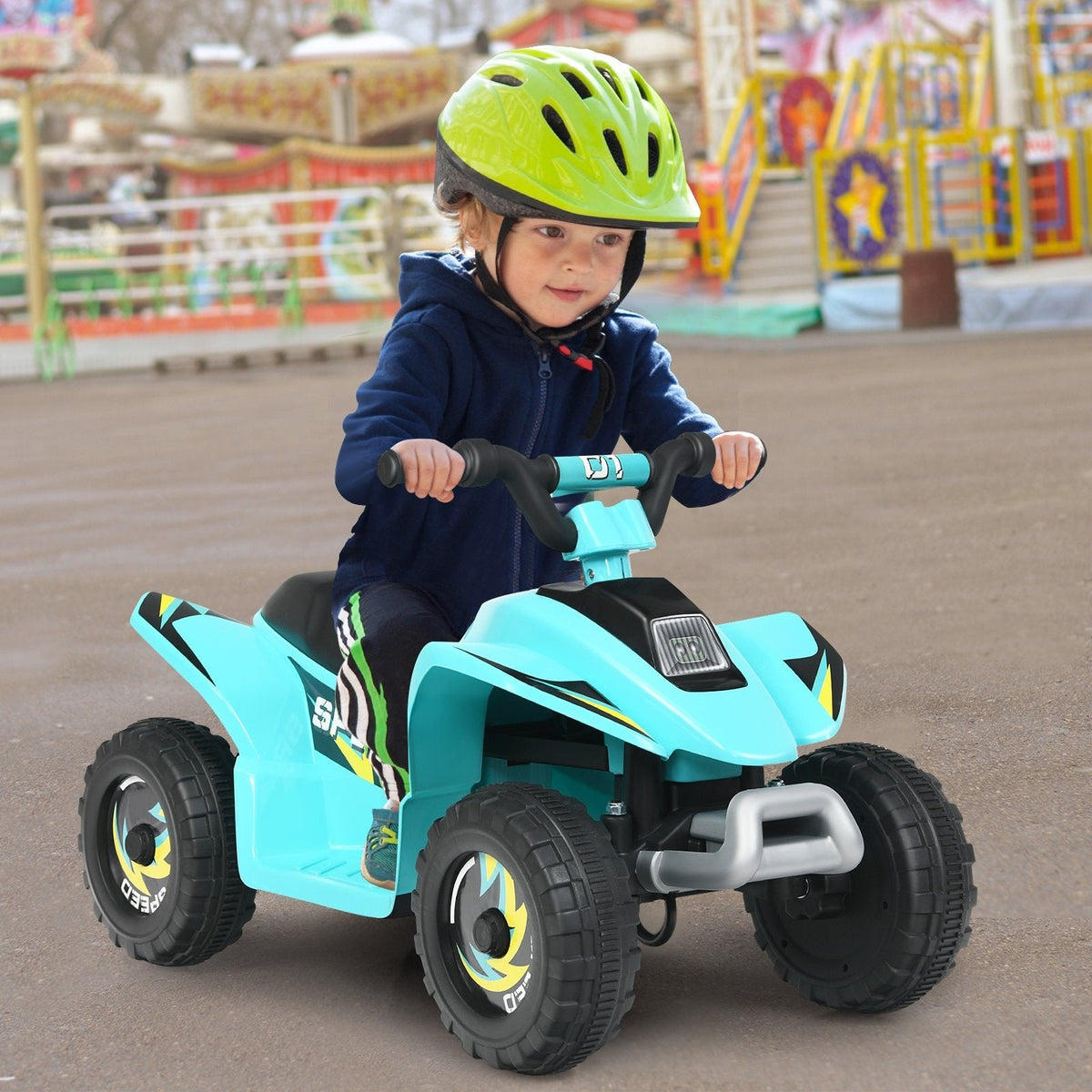 Cuatrimoto eléctrica infantil de 6 V con asiento bajo y ruedas resistentes al desgaste, azul
