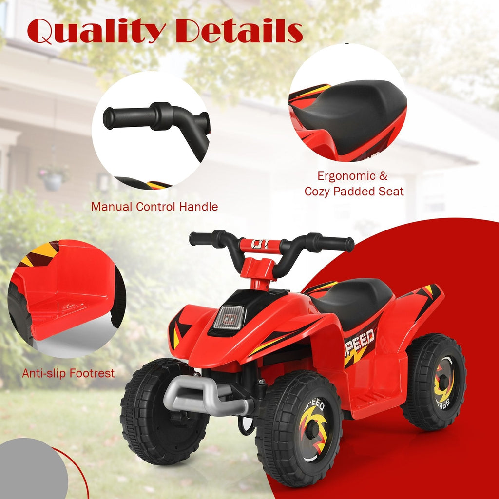 6V Elektro-Kinder-Quad mit Vorwärts- und Rückwärtsgang und 66 lb Tragkraft, Rot