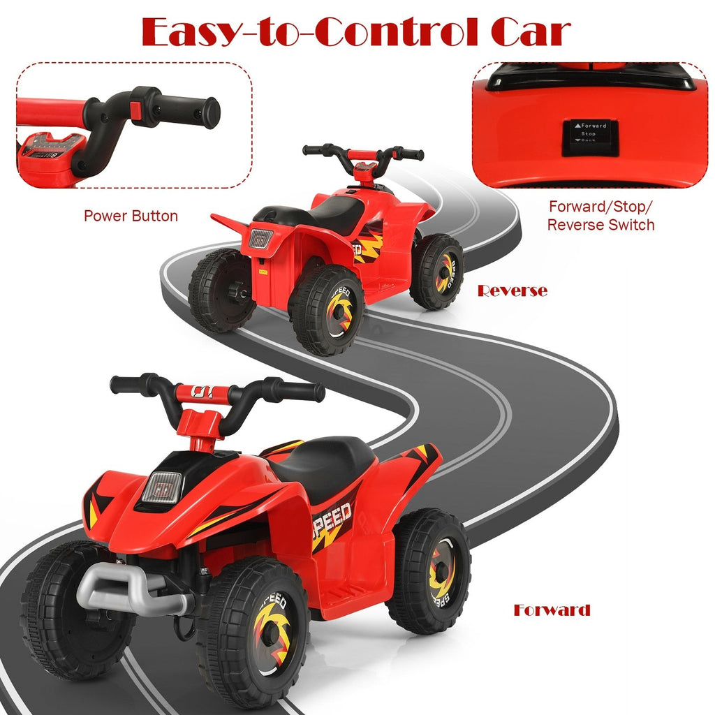 6V Elektro-Kinder-Quad mit Vorwärts- und Rückwärtsgang und 66 lb Tragkraft, Rot