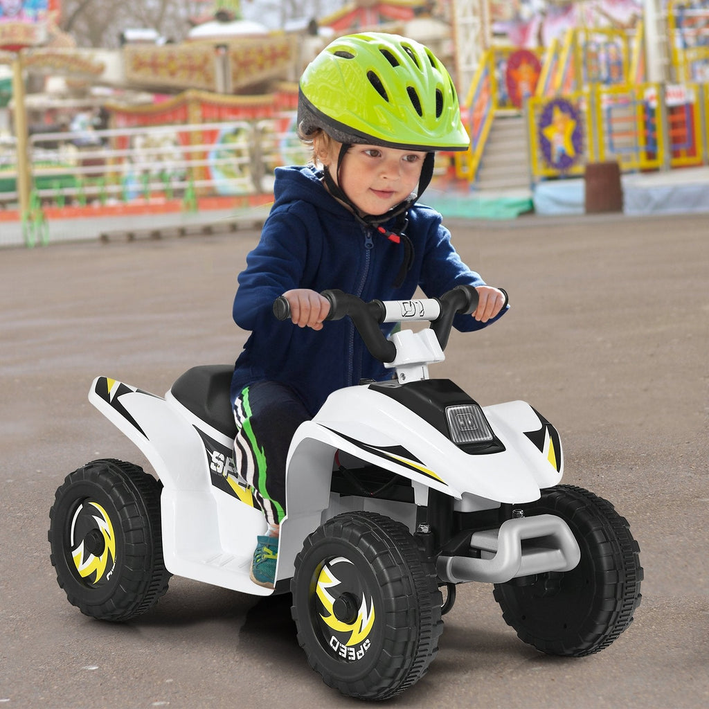 6V Elektro-Kinder-Quad mit gepolstertem Sitz und rutschfesten Fußstützen, Weiß