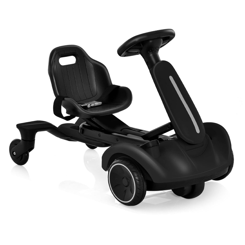 6V Kinder-Drift-Auto mit 360-Grad-Drehung, Sicherheitsgurt und zwei Sitzhöhen, Schwarz