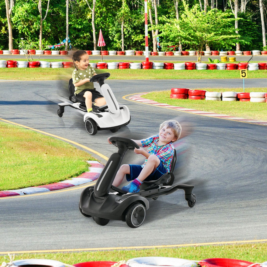 6V Kinder-Drift-Auto mit 360-Grad-Drehung, Sicherheitsgurt und zwei Sitzhöhen, Schwarz