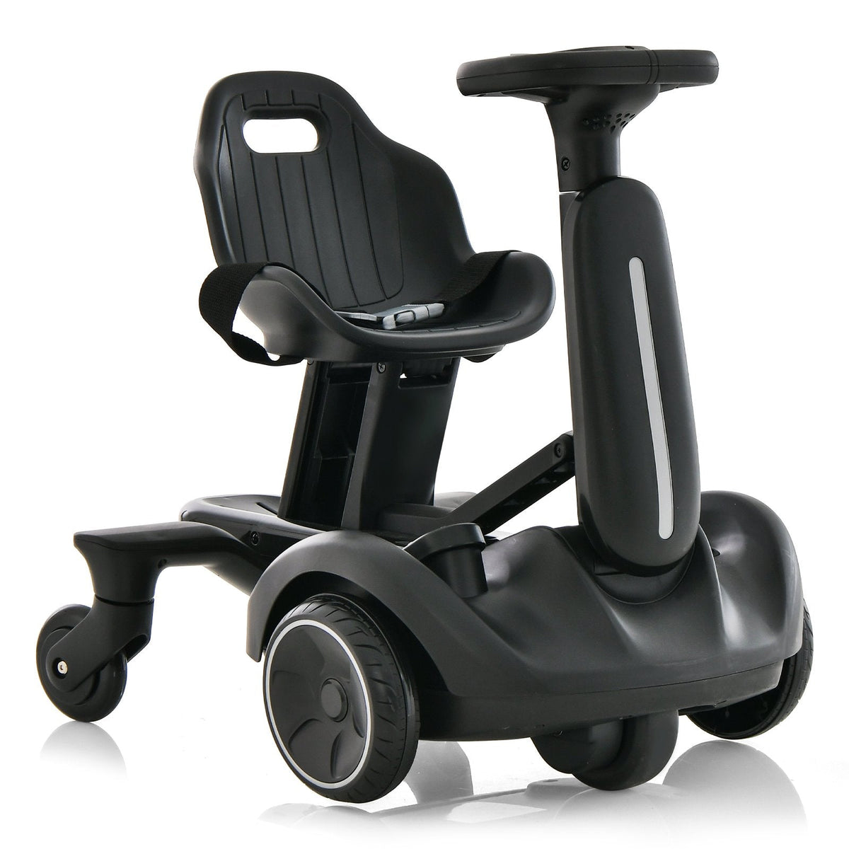 6V Kinder-Drift-Auto mit 360-Grad-Drehung, Sicherheitsgurt und zwei Sitzhöhen, Schwarz