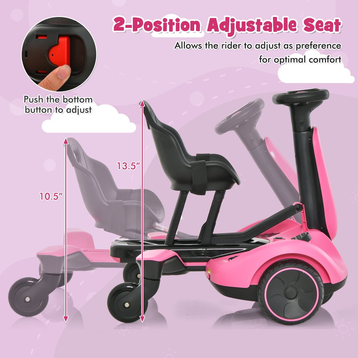 Coche de derrape para niños de 6 V con batería de 6 V y 5 Ah y de 1 a 2 horas de autonomía, rosa