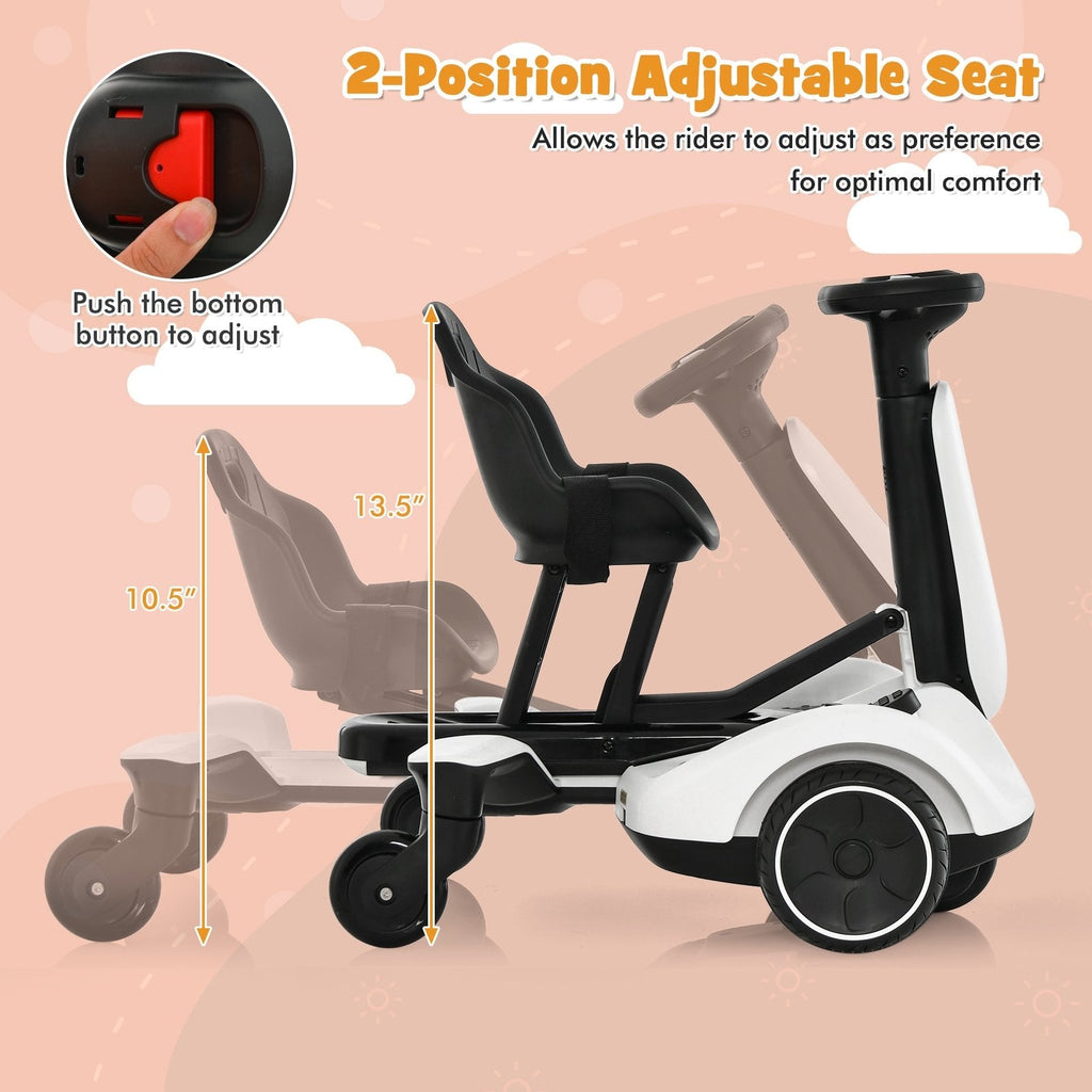 6V Kinder-Drift-Auto mit 9 kg Rahmen und 85 cm verlängerter Länge, Weiß