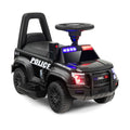 6V-Polizeiauto zum Draufsitzen für Kinder mit funktionierendem Megafon, Sirene und Blinklichtern, Schwarz