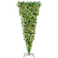 Árbol de Navidad invertido con luces integradas de 2,3 m, efecto nevado, 1100 ramas, 400 luces LED de color blanco cálido y 8 modos