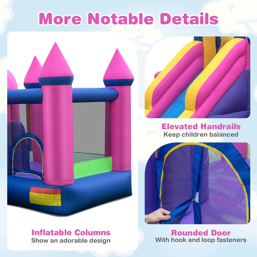 Château gonflable 7-en-1 pour enfants avec long toboggan et souffleur de 735W
