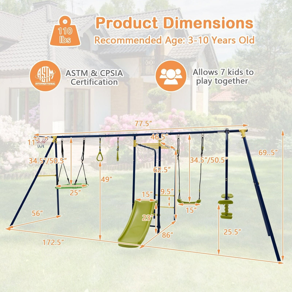 7-in-1 stabiles Outdoor-Schaukelset in A-Form für den Garten