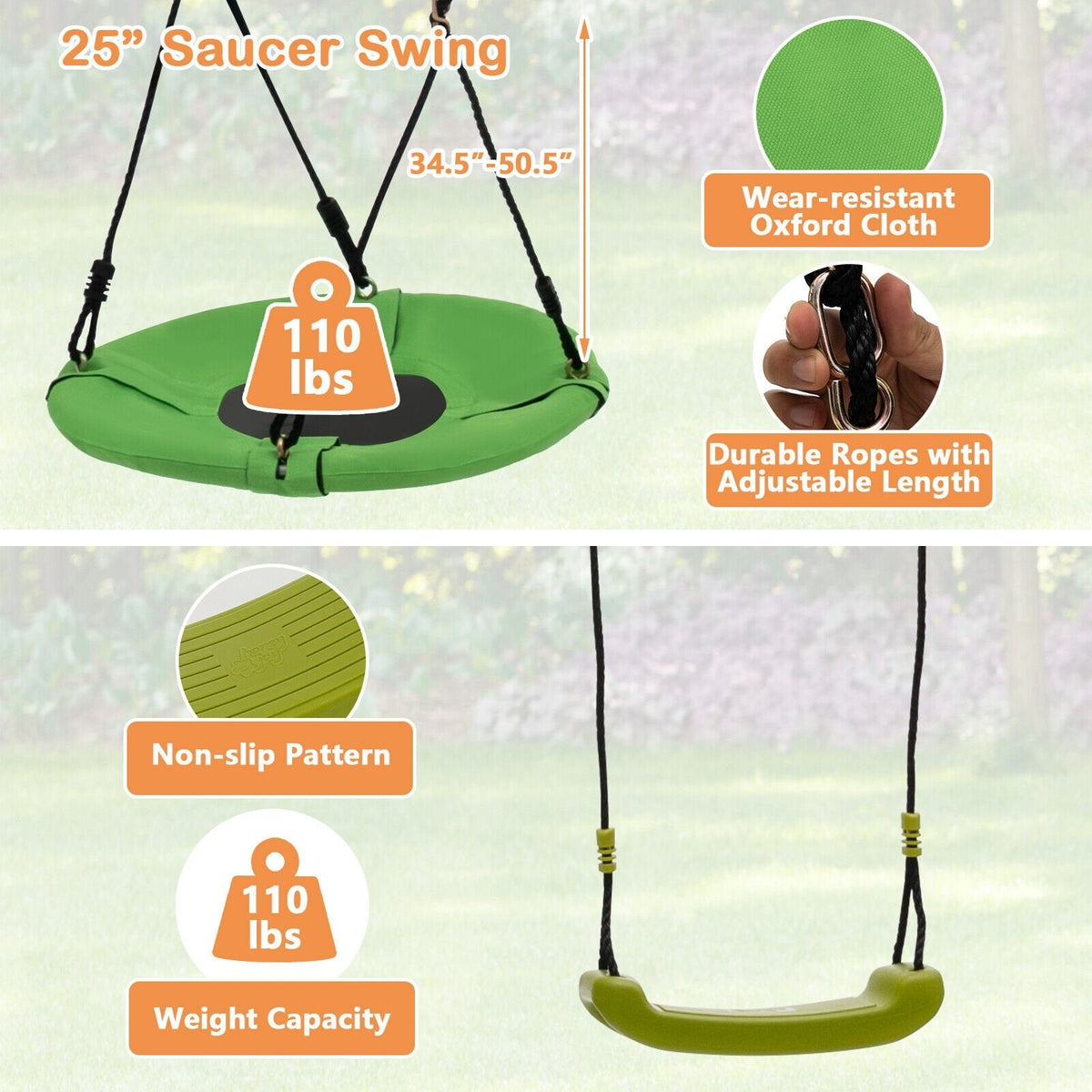 7-in-1 stabiles Outdoor-Schaukelset in A-Form für den Garten