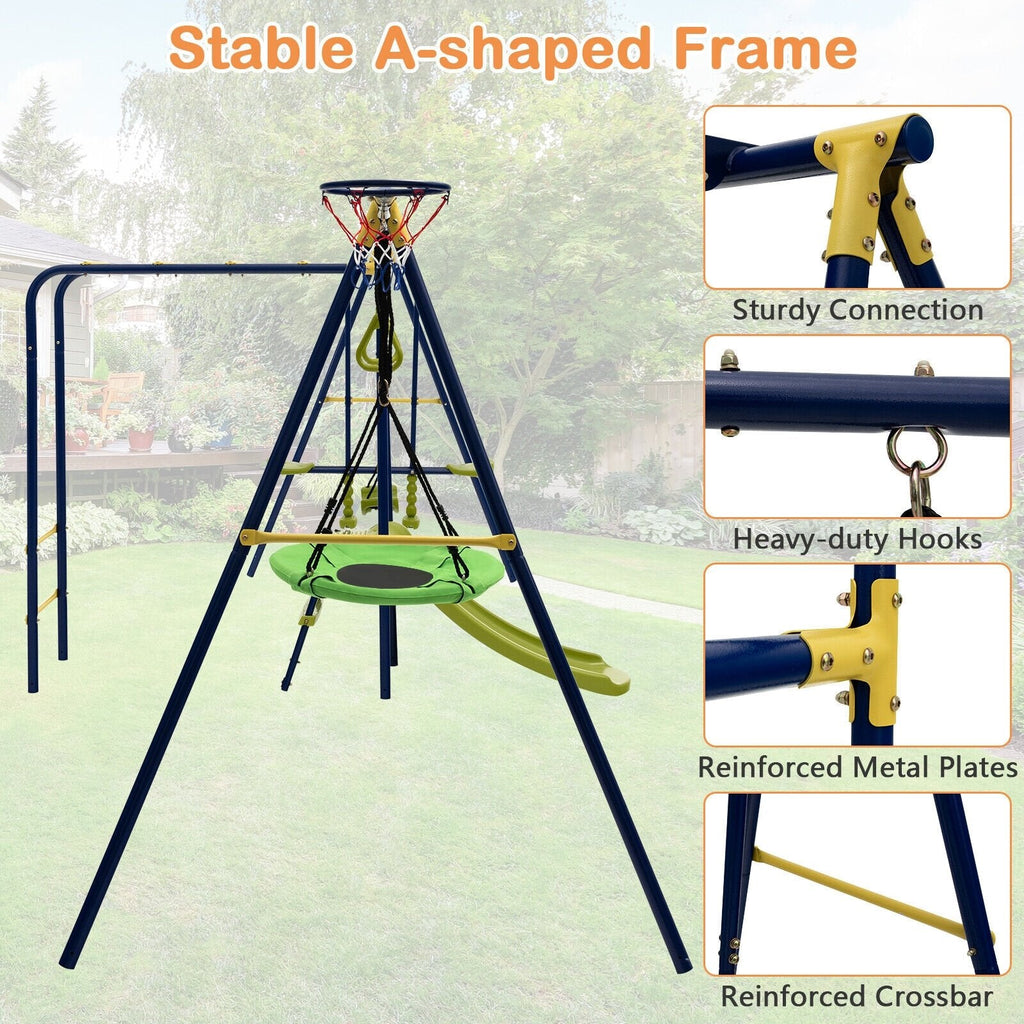 7-in-1 stabiles Outdoor-Schaukelset in A-Form für den Garten