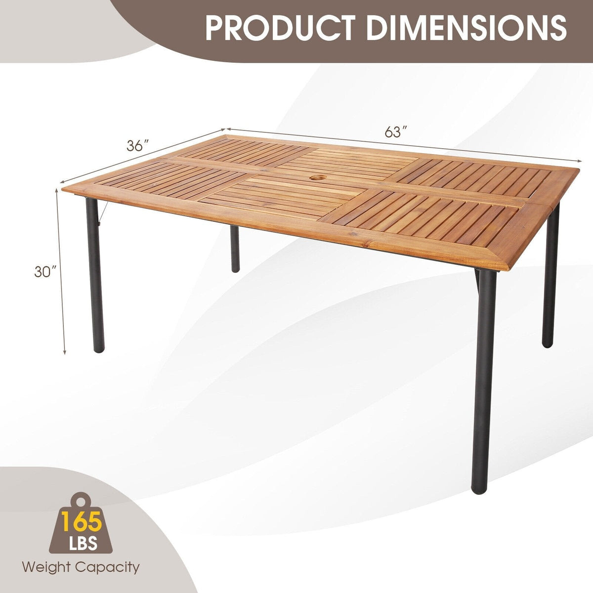 Juego de comedor de patio de mimbre de 7 piezas para 6 personas, mesa de acacia de 63 por 36 pulgadas y seis sillas con reposabrazos de acacia