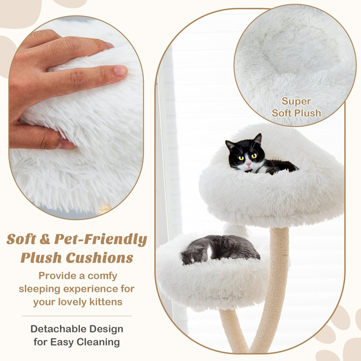 70 Inch Metal Framed Cat Tree with Three Cloud Perches and a Sisal Base Board