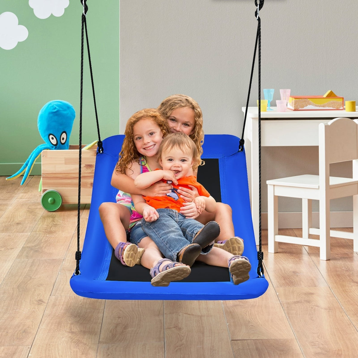 700 lbs belastbare, 152 cm große Plattform-Baumschaukel für Kinder und Erwachsene - Blau