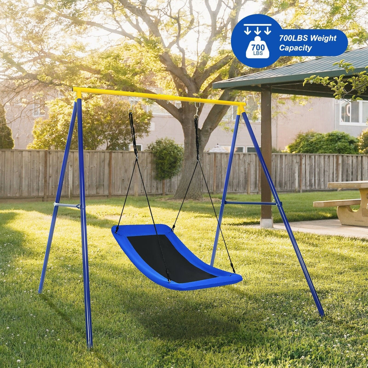 700 lbs belastbare, 152 cm große Plattform-Baumschaukel für Kinder und Erwachsene - Blau