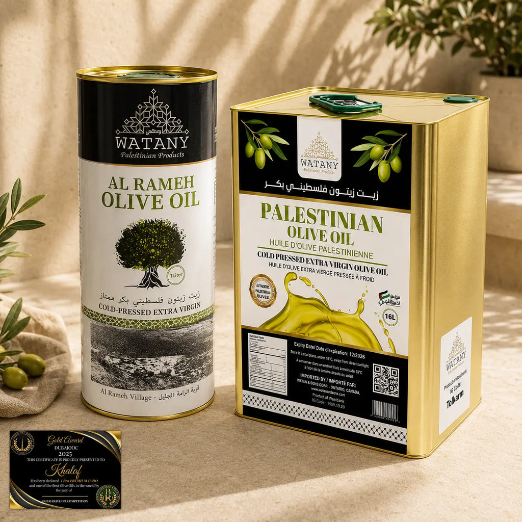 Al Rameh Award-Winning Palestinian Extra Virgin Olive Oil – 1L & 16L